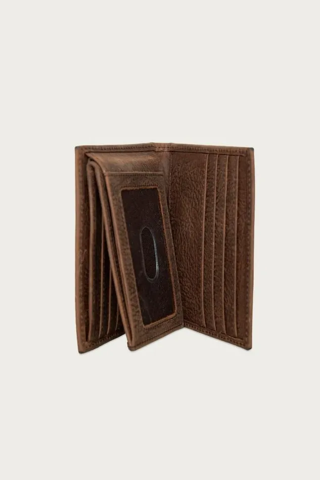 Lucky Brand Double Stitched Leather Lfold Wallet Dark Brown Men Bags and Wallets