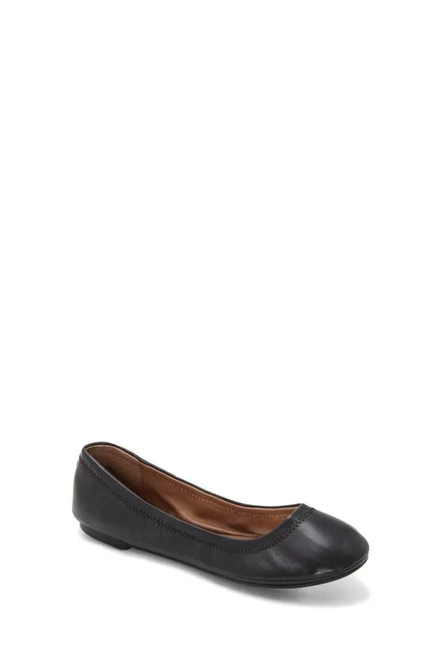 Lucky Brand Emmie Ballet Leather Flats Black Women Shoes