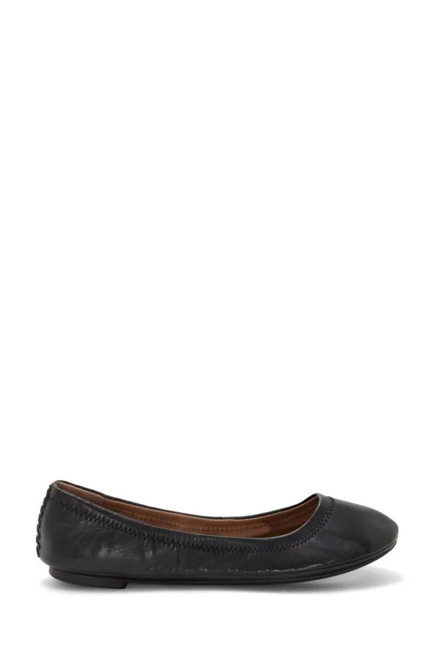 Lucky Brand Emmie Ballet Leather Flats Black Women Shoes