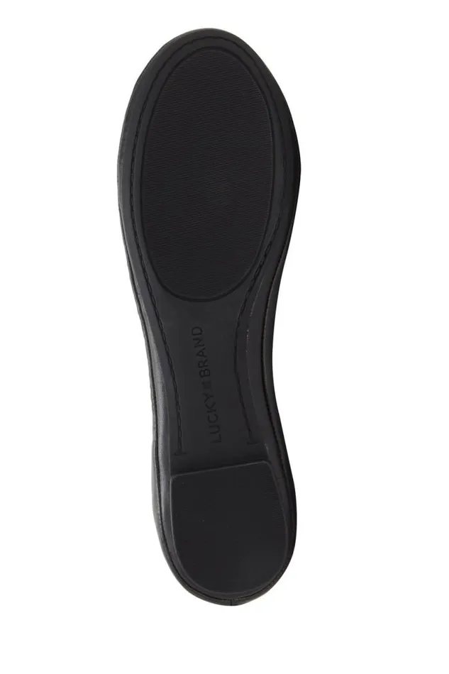 Lucky Brand Emmie Ballet Leather Flats Black Women Shoes