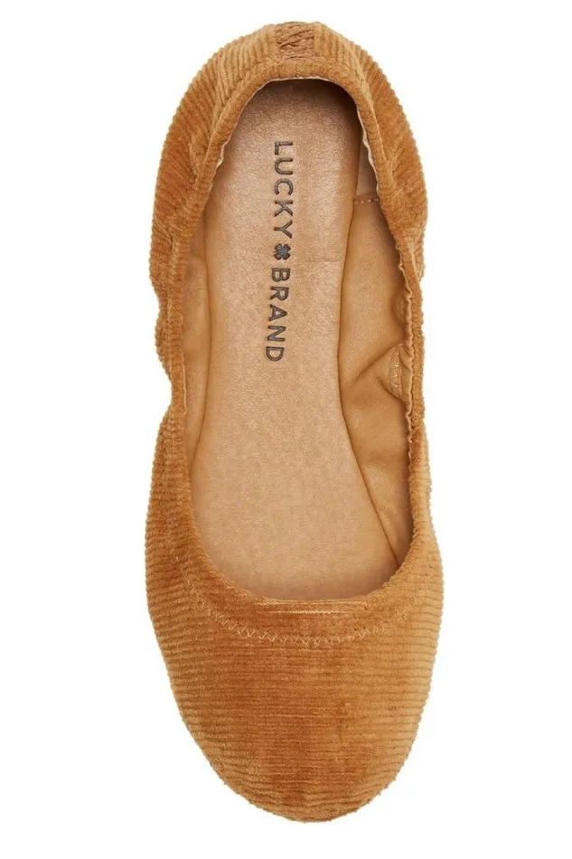 Lucky Brand Emmie Ballet Leather Flats Medium Brown Women Shoes