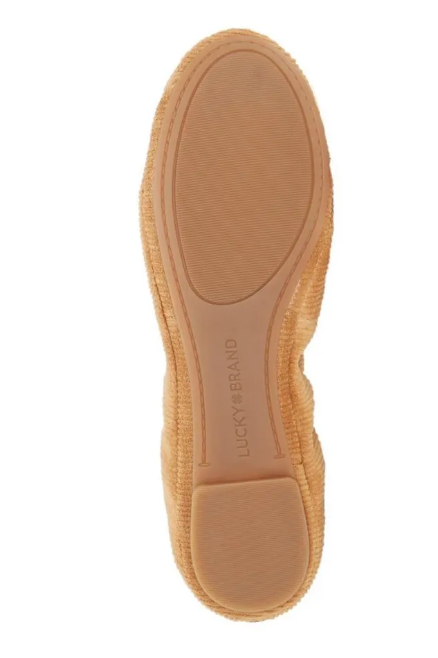 Lucky Brand Emmie Ballet Leather Flats Medium Brown Women Shoes