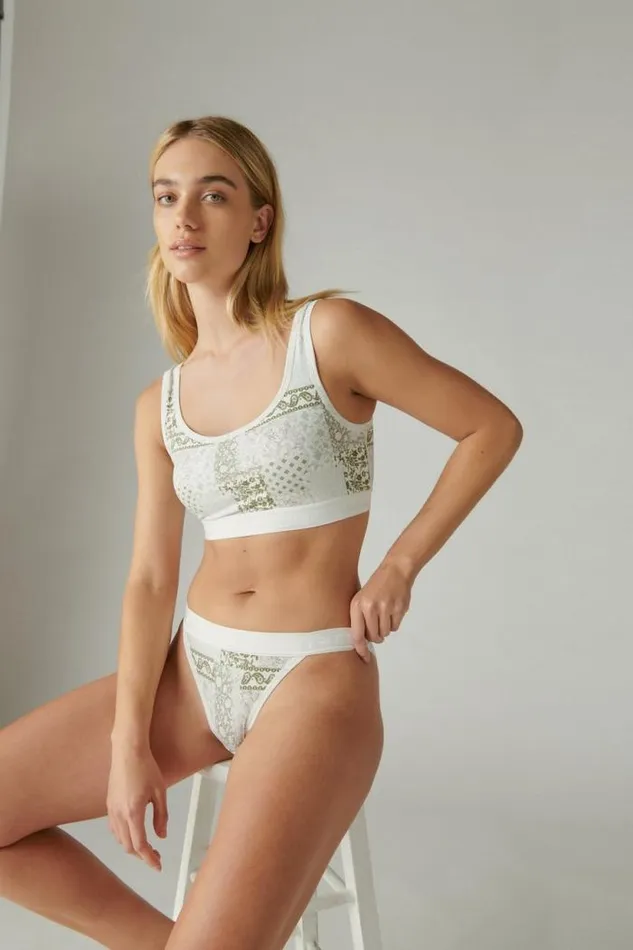 Lucky Brand Floral Patchwork Bralette Buff Women Intimates and Sleepwear