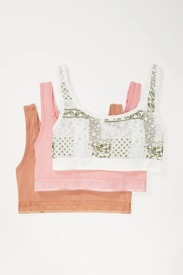 Lucky Brand Floral Patchwork Bralette Buff Women Intimates and Sleepwear