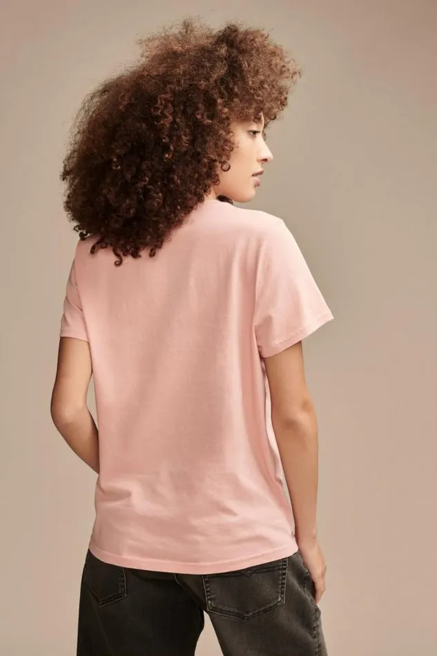 Lucky Brand Floral Vase Classic Crew Rose Tan Women Graphic Tees