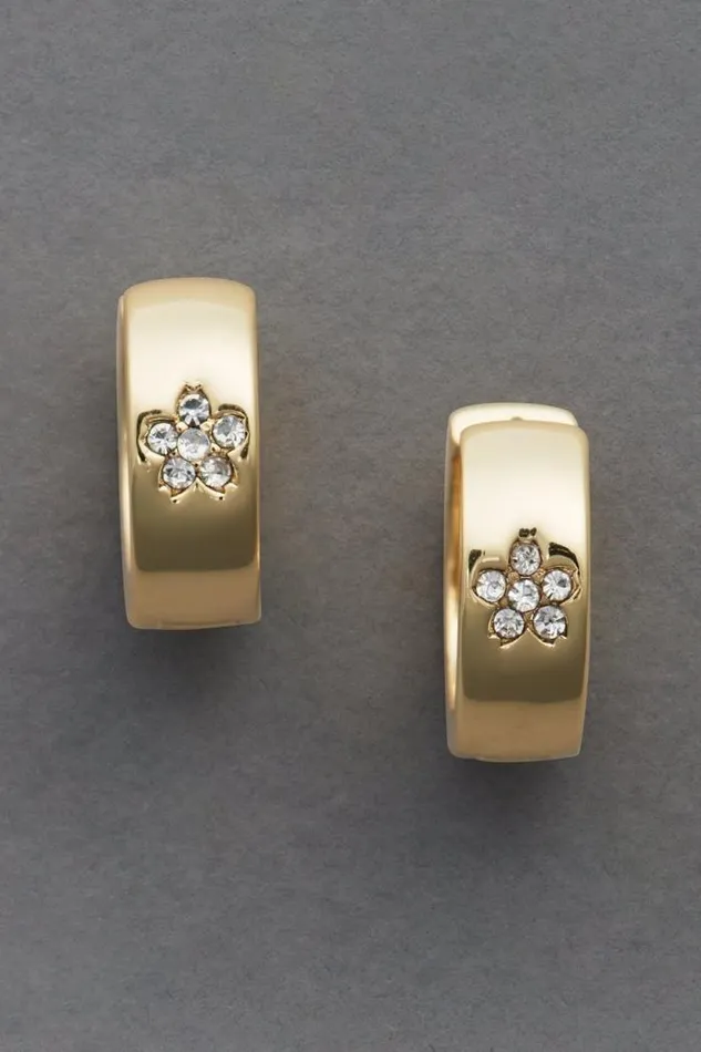 Lucky Brand Flower Hinge Hoop Gold Women Jewelry