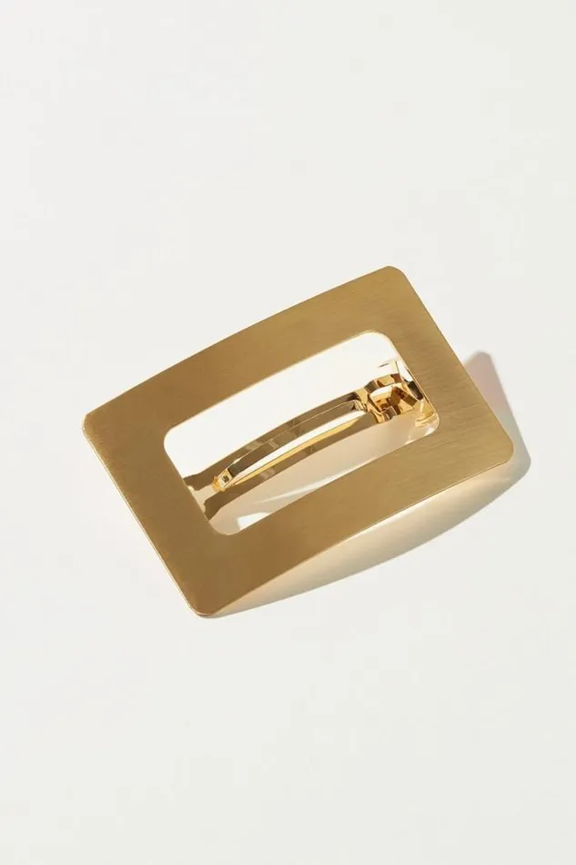Lucky Brand Gold Rectangle Barrette Gold Women Hair Accessories