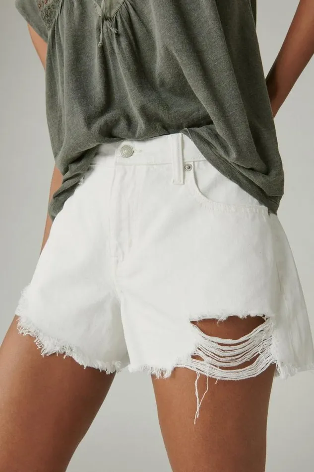 Lucky Brand High Rise Mom Short Spring White Dest Women Shorts
