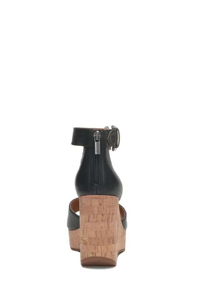 Lucky Brand Himmy Cork Wedge Black Women Shoes