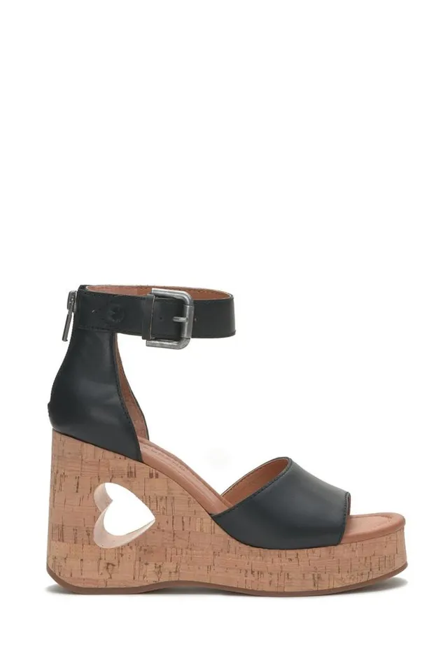 Lucky Brand Himmy Cork Wedge Black Women Shoes