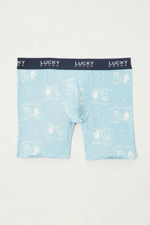 Lucky Brand Holiday Printed Boxer Gift Rinse Men Underwear and Sleepwear