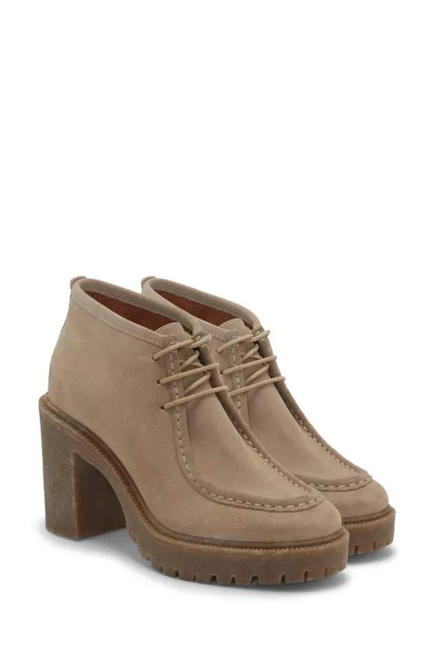 Lucky Brand Hollia Heeled Bootie Light Beige Women Shoes