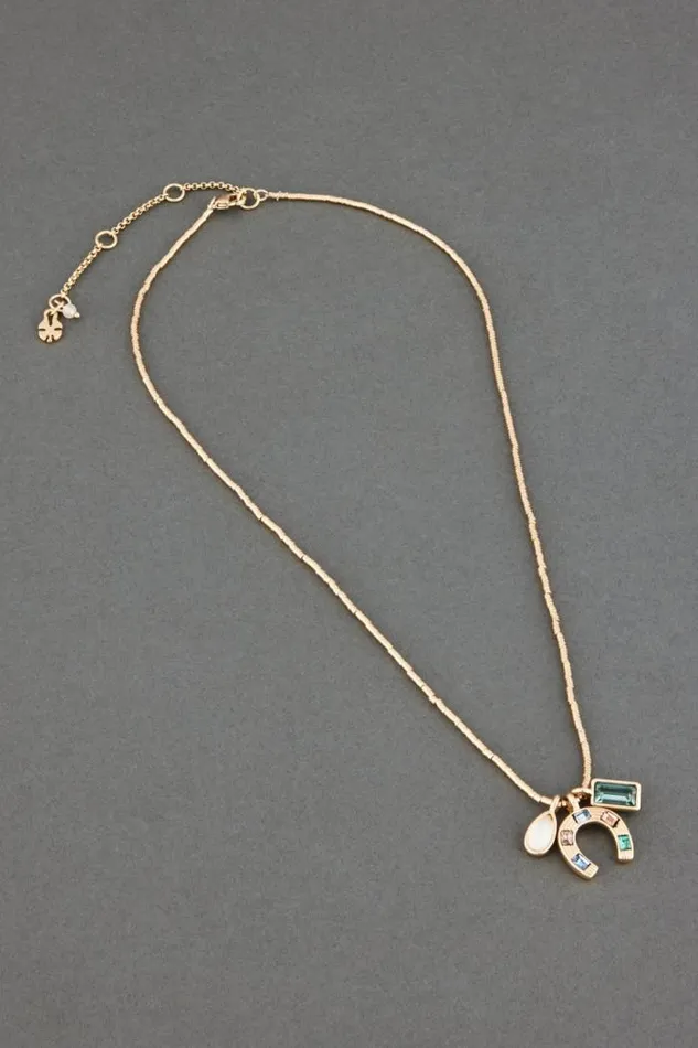 Lucky Brand Horseshoe Charm Pendant Necklace Gold Women Jewelry