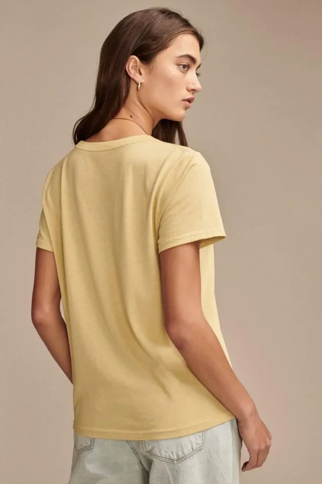 Lucky Brand Journey Beetle Classic Crew Rich Gold Women Graphic Tees