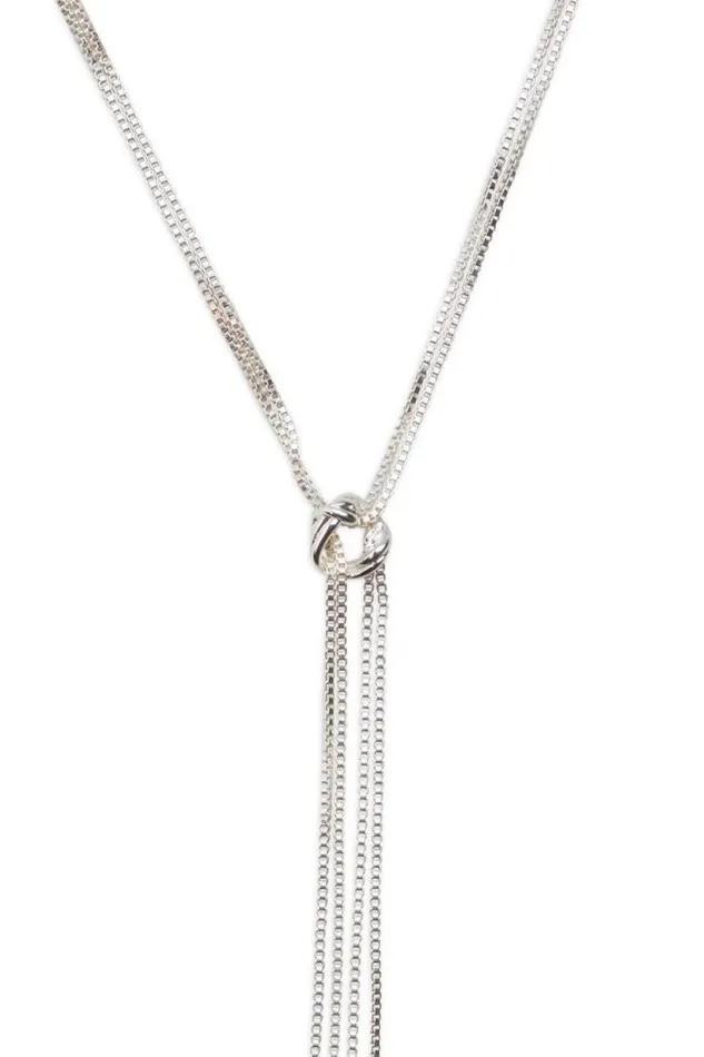 Lucky Brand Knotted Lariat Necklace Silver Women Jewelry