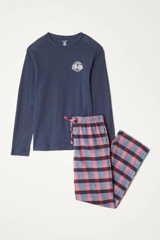 Lucky Brand Ls Thermal Crew and Flannel Pant Giftset Multi Men Underwear and Sleepwear