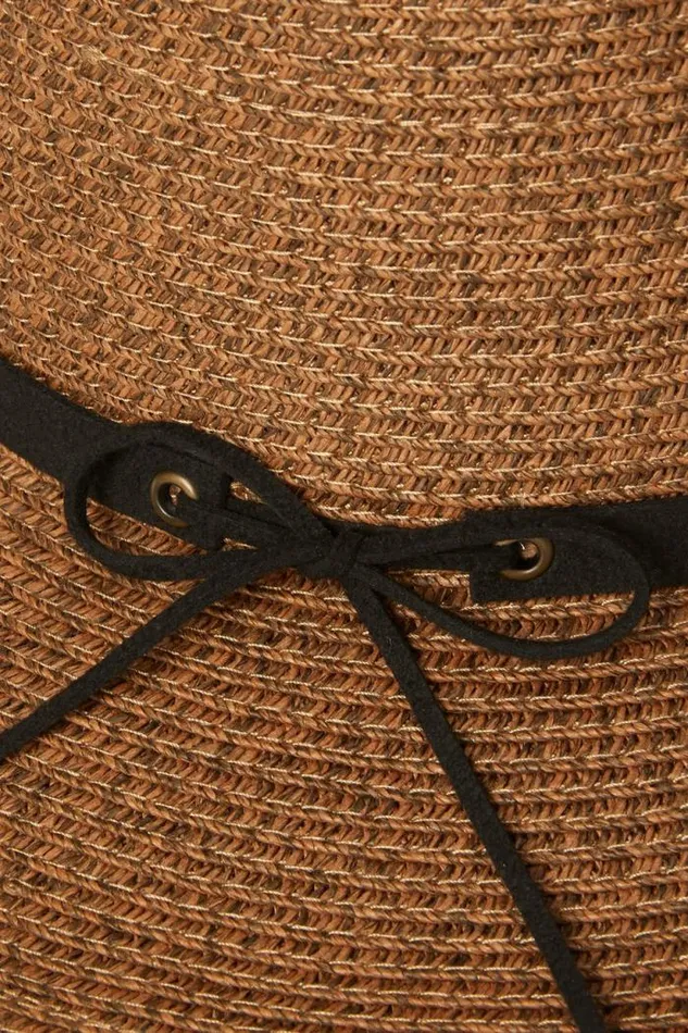 Lucky Brand Leather Tie Straw Hat Dark Brown Women Hats Lucky Brand Leather Tie Straw Hat Dark Brown Women Hats