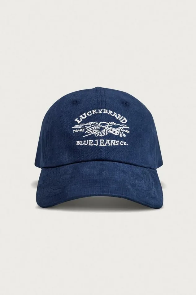 Lucky Brand Lucky Blue Jeans Co Emb Dad Hat Dark Blue MenWomen Hats