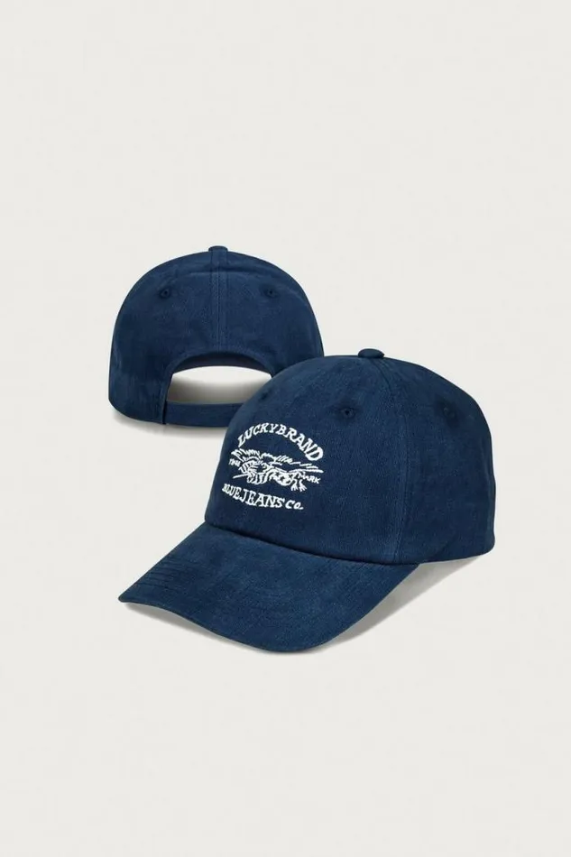 Lucky Brand Lucky Blue Jeans Co Emb Dad Hat Dark Blue MenWomen Hats