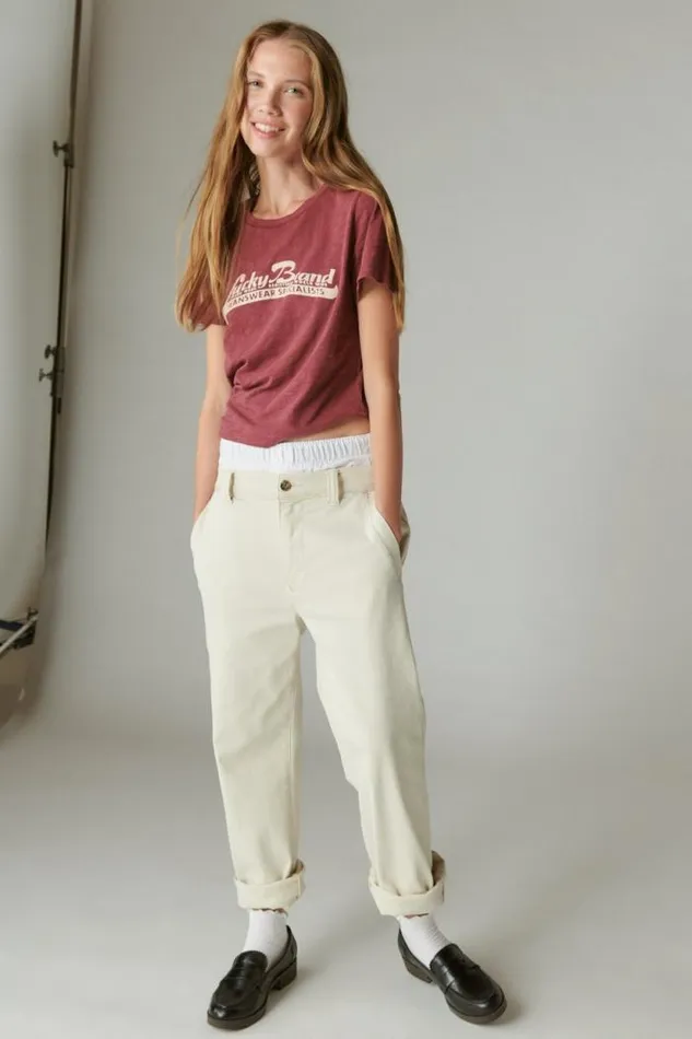 Lucky Brand Lucky Specialists Classic Crew Tawny Port Women Graphic Tees