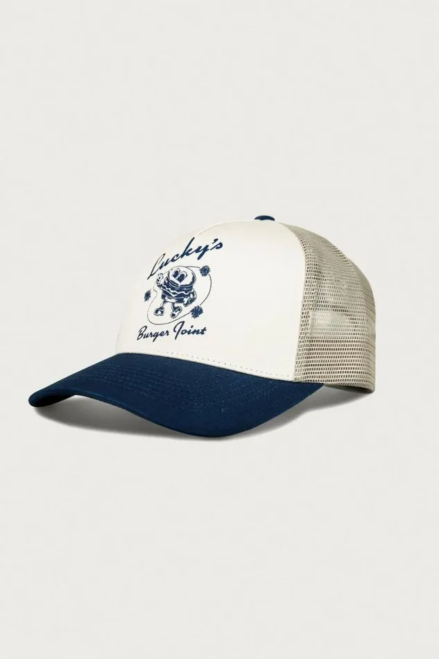 Lucky Brand Luckys Burger Joint Trucker Dark Blue Women Hats