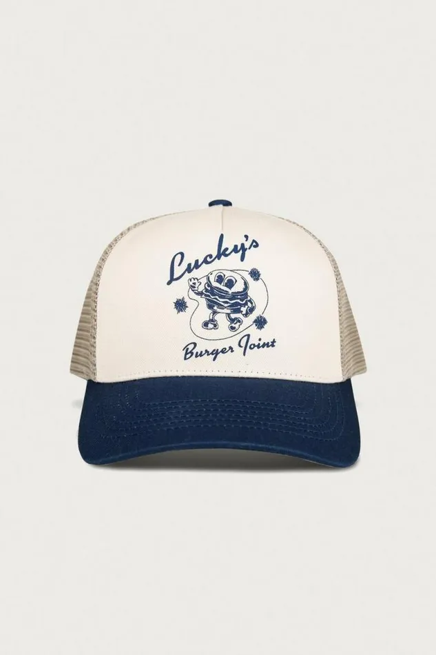 Lucky Brand Luckys Burger Joint Trucker Dark Blue Women Hats