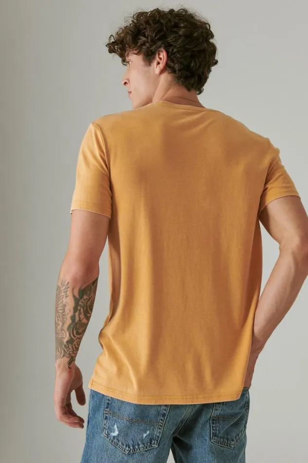 Lucky Brand Moto Bike Spruce Yellow Men Graphic Tees