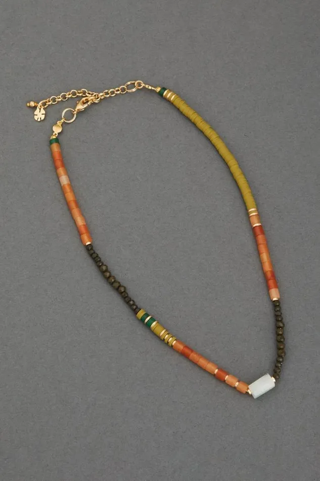 Lucky Brand Multi Beaded Collar Necklace Gold Women Jewelry
