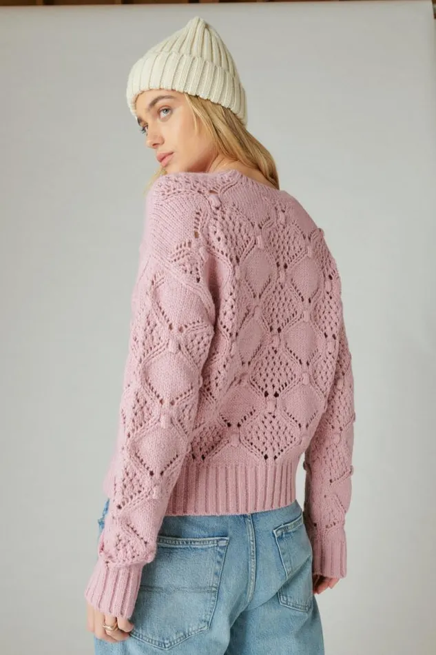 Lucky Brand Open Stitch Pullover Sweater Lilas Women All Tops