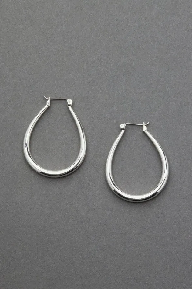 Lucky Brand Oval Hoop Silver Women Jewelry