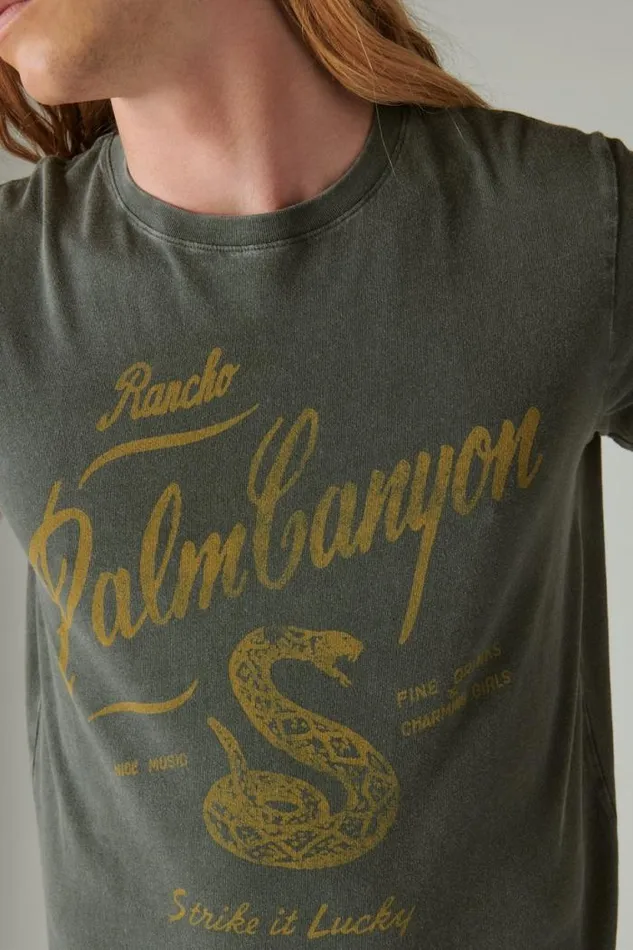 Lucky Brand Palm Canyon Tee Raven Men Graphic Tees