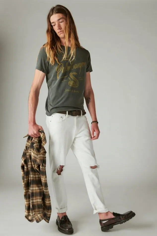 Lucky Brand Palm Canyon Tee Raven Men Graphic Tees