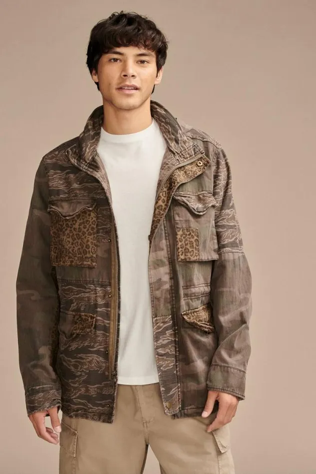 Lucky Brand Patchwork Camo Field Jacket Camo Multi Men Jackets and Outerwear