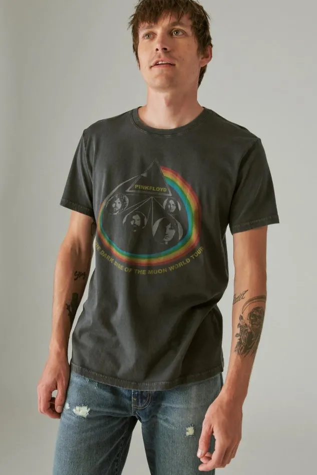 Lucky Brand Pink Floyd Rainbow Jet Black Men Graphic Tees