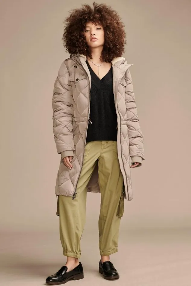Lucky Brand Quilted Parka Jacket Taupe Women Jackets and Outerwear