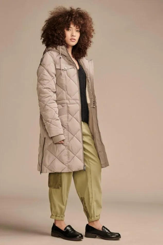 Lucky Brand Quilted Parka Jacket Taupe Women Jackets and Outerwear