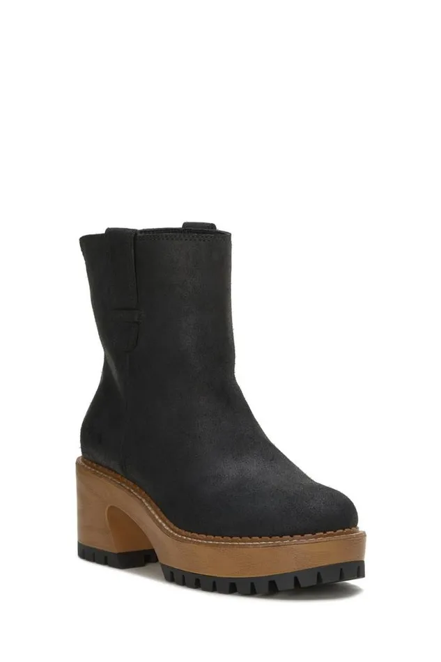 Lucky Brand Rhoslyn Lug Boot Black Women Shoes