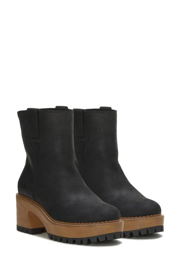 Lucky Brand Rhoslyn Lug Boot Black Women Shoes