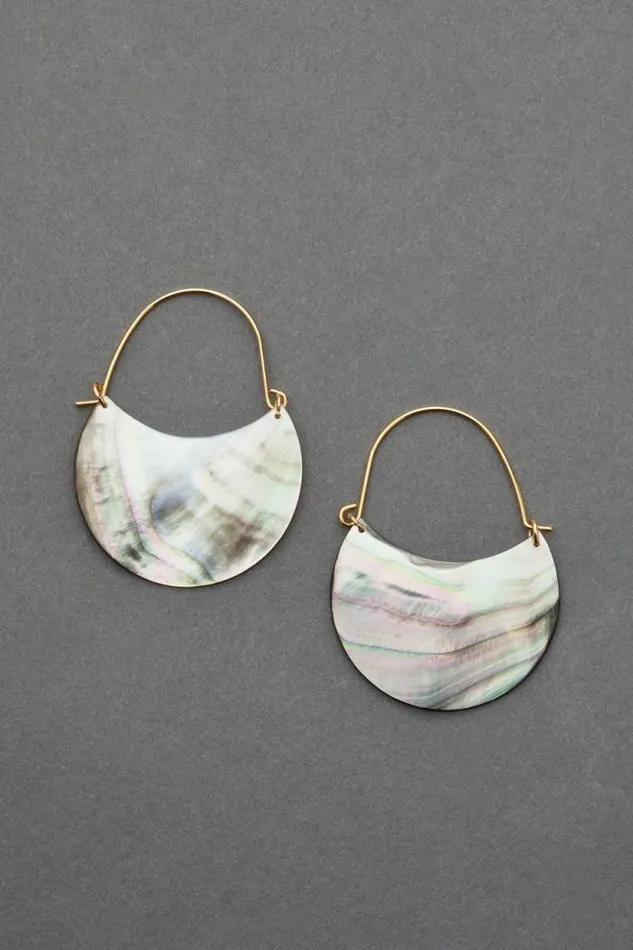 Lucky Brand Shell Hoop Earring Gold Women Jewelry