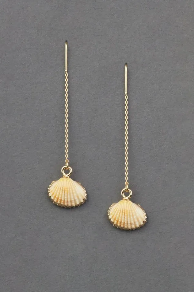 Lucky Brand Shell Threader Earring Gold Women Jewelry