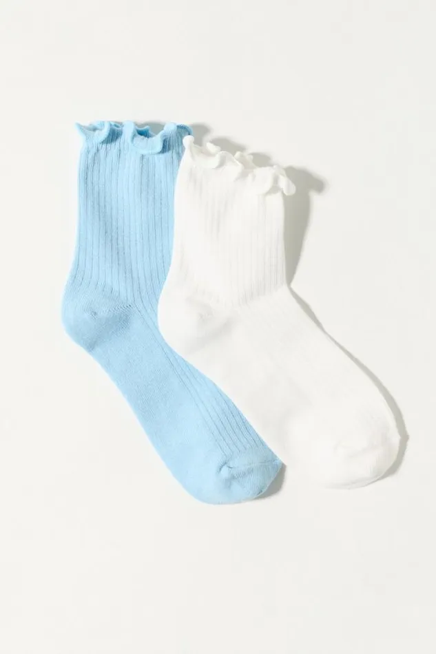 Lucky Brand Solid Ruffle Crew Sock Multi Women Socks