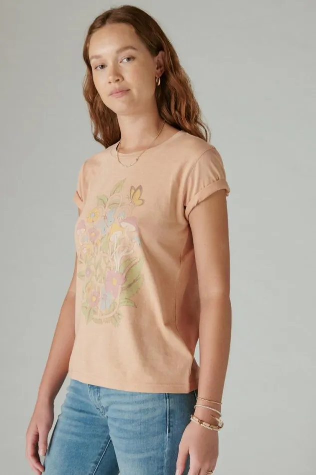 Lucky Brand Spiritual Boyfriend Crew Sandune Dest Women Graphic Tees
