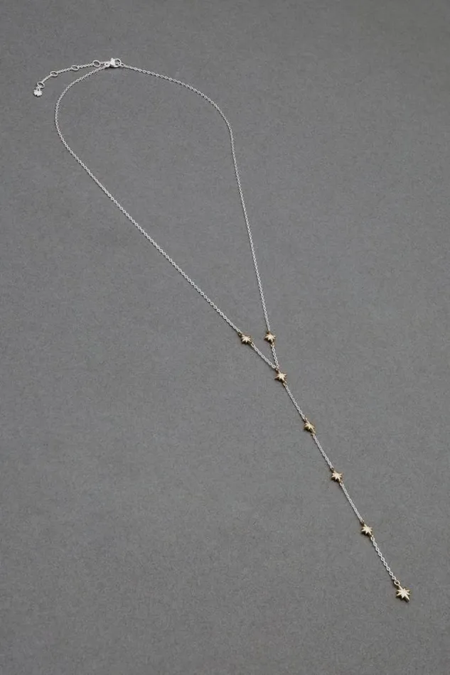 Lucky Brand Starburst Y Necklace Two Tone Women Jewelry
