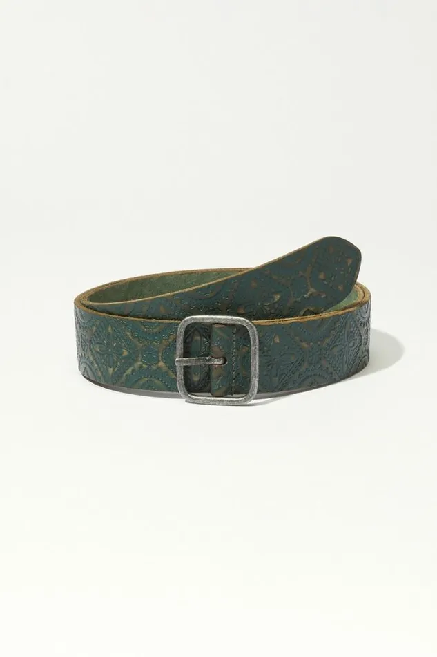 Lucky Brand Teal Embossed Leather Belt Blueteal Women Belts