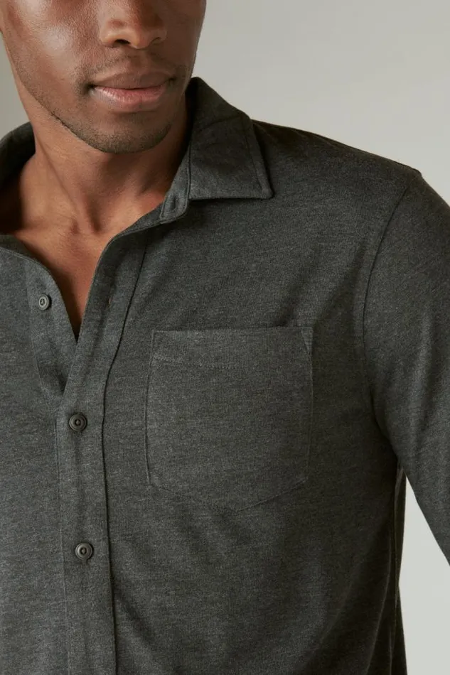 Lucky Brand Tencel Jersey Shirt Charcoal Men ButtonDowns
