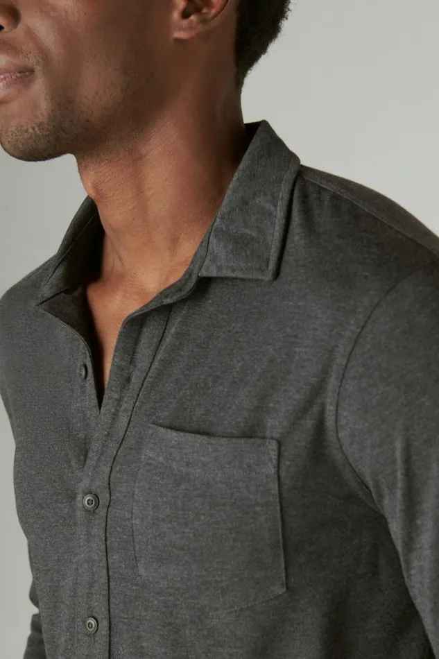 Lucky Brand Tencel Jersey Shirt Charcoal Men ButtonDowns