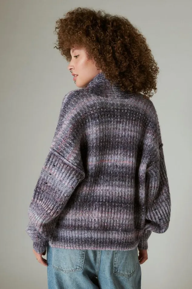 Lucky Brand Toggle Front Spacedye Cardigan Berry Conserve Multi Women Sweaters and Sweatshirts