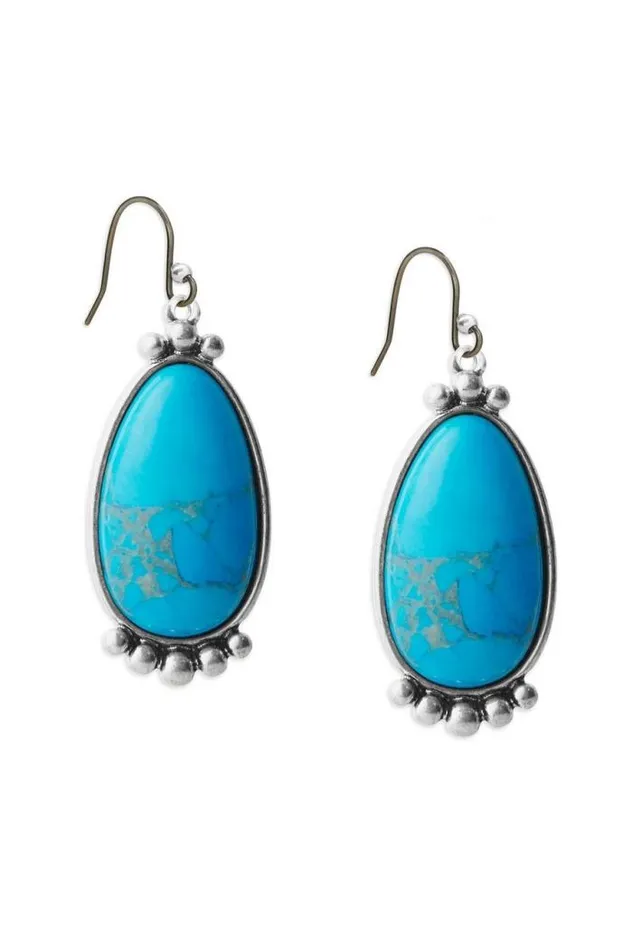 Lucky Brand Turquoise Statement Drop Earring Silver Women Jewelry