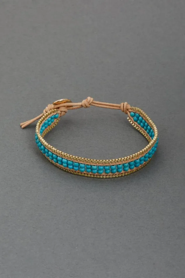 Lucky Brand Turquoise Wrap Bracelet Gold Women Jewelry