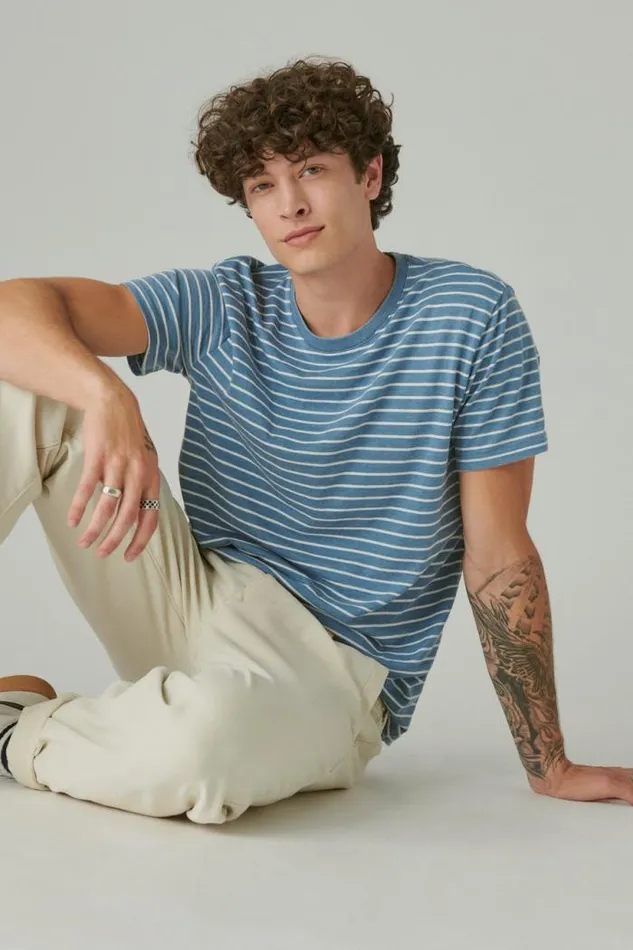 Lucky Brand Venice Burnout Stripe Crew Multi Men Shirts and Tops